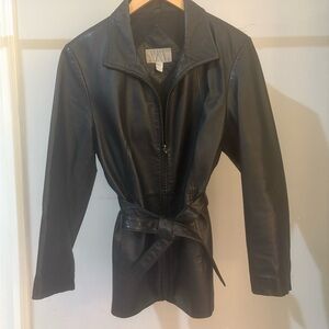 Worthington Black Leather Jacket with Belt